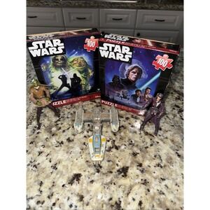 Starwars toy bundle. 2 Puzzles New. Yep Figures Pre Owned. 4566. And Spaceship